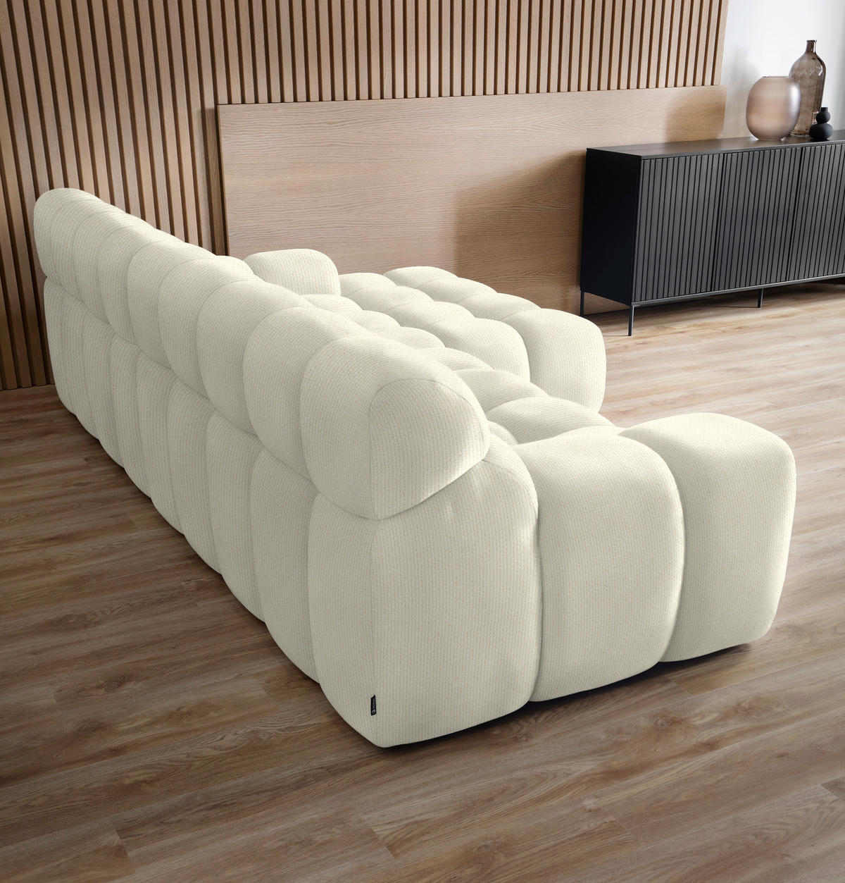 Ecksofa inkl. Funktion Beige Webstoff  - Beige/Schwarz, MODERN, Kunststoff/Textil (297/180cm) - Welnova