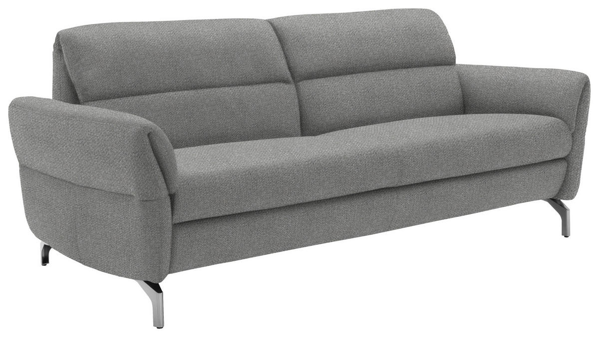 2,5-SITZER in Flachgewebe Hellgrau  - Hellgrau/Nickelfarben, Design, Textil/Metall (212/87/100cm) - Schöner Wohnen
