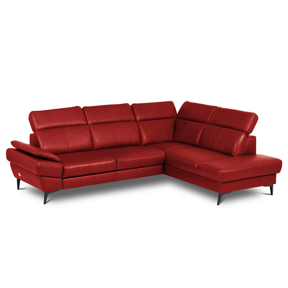 ECKSOFA  in Lederlook Echtleder Rot  - Rot/Schwarz, Design, Leder/Textil (264/211cm) - Livetastic