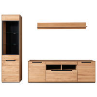 WOHNWAND 3-teilig  Wildeiche 285/196/46 cm    - Wildeiche/Eichefarben, Natur, Glas/Holz (285/196/46cm) - Linea Natura