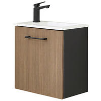 WASCHTISCHKOMBI 48 cm  - Eiche dunkel/Schwarz, MODERN, Holzwerkstoff/Stein (48cm) - Sadena