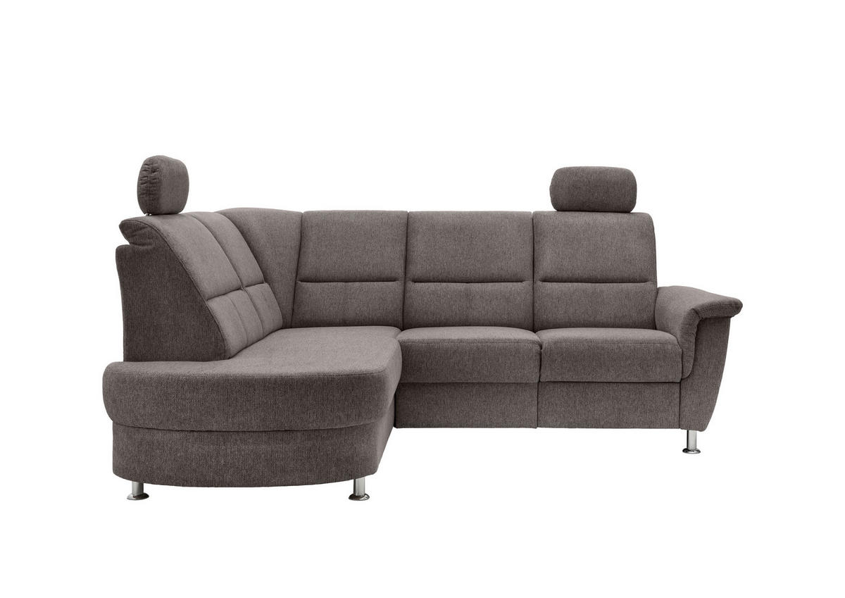 ECKSOFA in Chenille Graubraun  - Chromfarben/Graubraun, Konventionell, Textil/Metall (184/231cm) - Livetastic