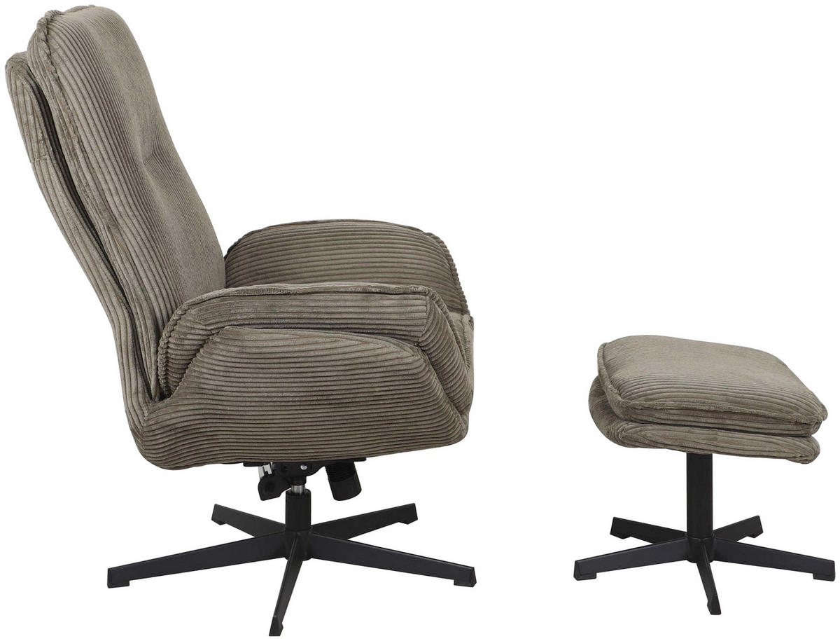 RELAXSESSELSET Cord    - Schwarz/Olivgrün, Design, Textil/Metall (75/103/85cm) - Carryhome