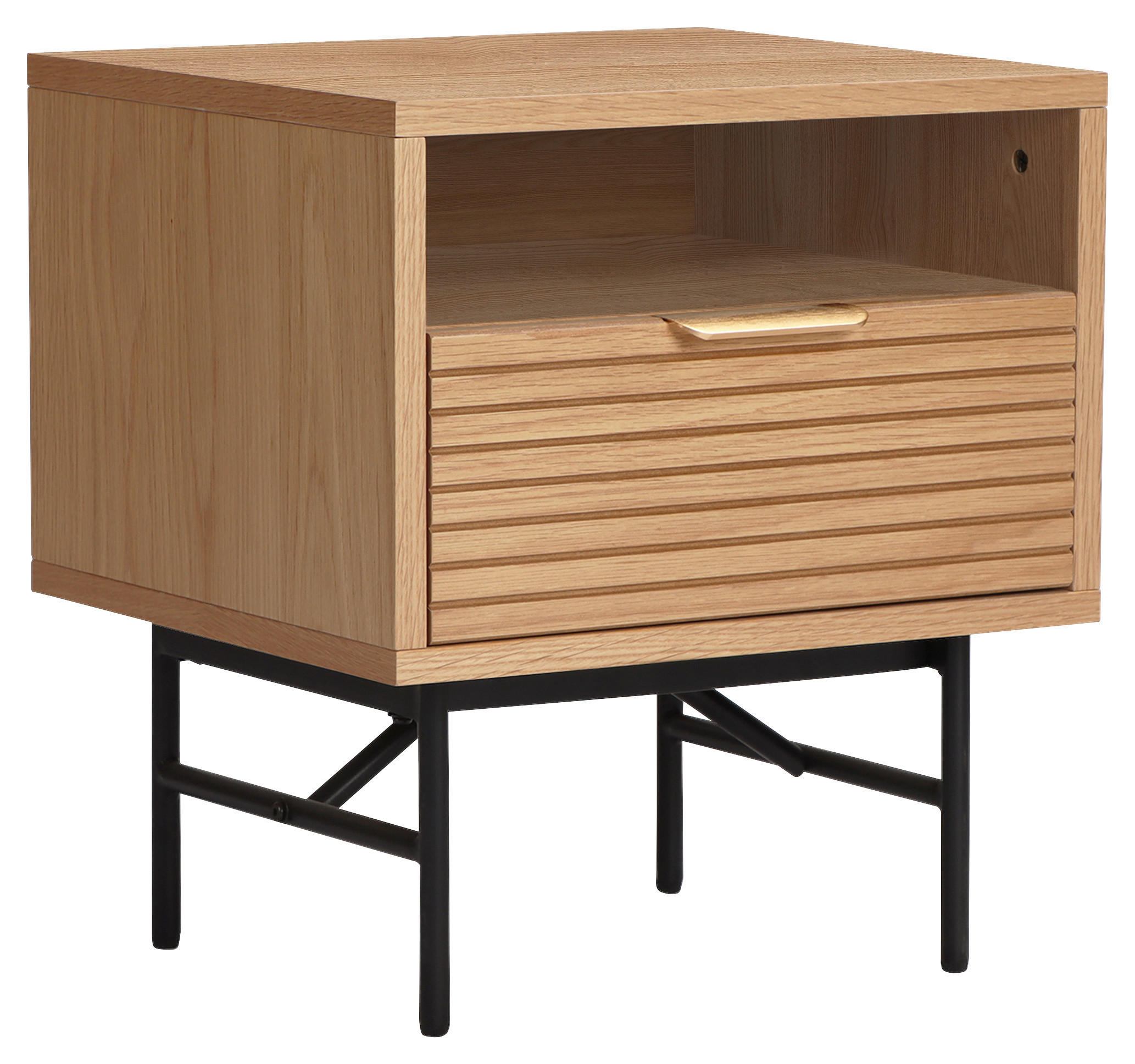NACHTSCHRANK 45/50/40 cm Eiche furniert  - Eichefarben/Goldfarben, Design, Holz/Holzwerkstoff (45/50/40cm) - Boxxx