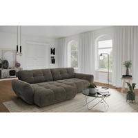 ECKSOFA NIVO Graubraun Chenille Rücken echt  - Graubraun/Schwarz, MODERN, Kunststoff/Textil (175/312cm) - Livetastic