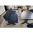 SITZBANK 220/87/70-86 cm Samt Dunkelblau  - Schwarz/Dunkelblau, KONVENTIONELL, Textil/Metall (220/87/70-86cm) - Moderano