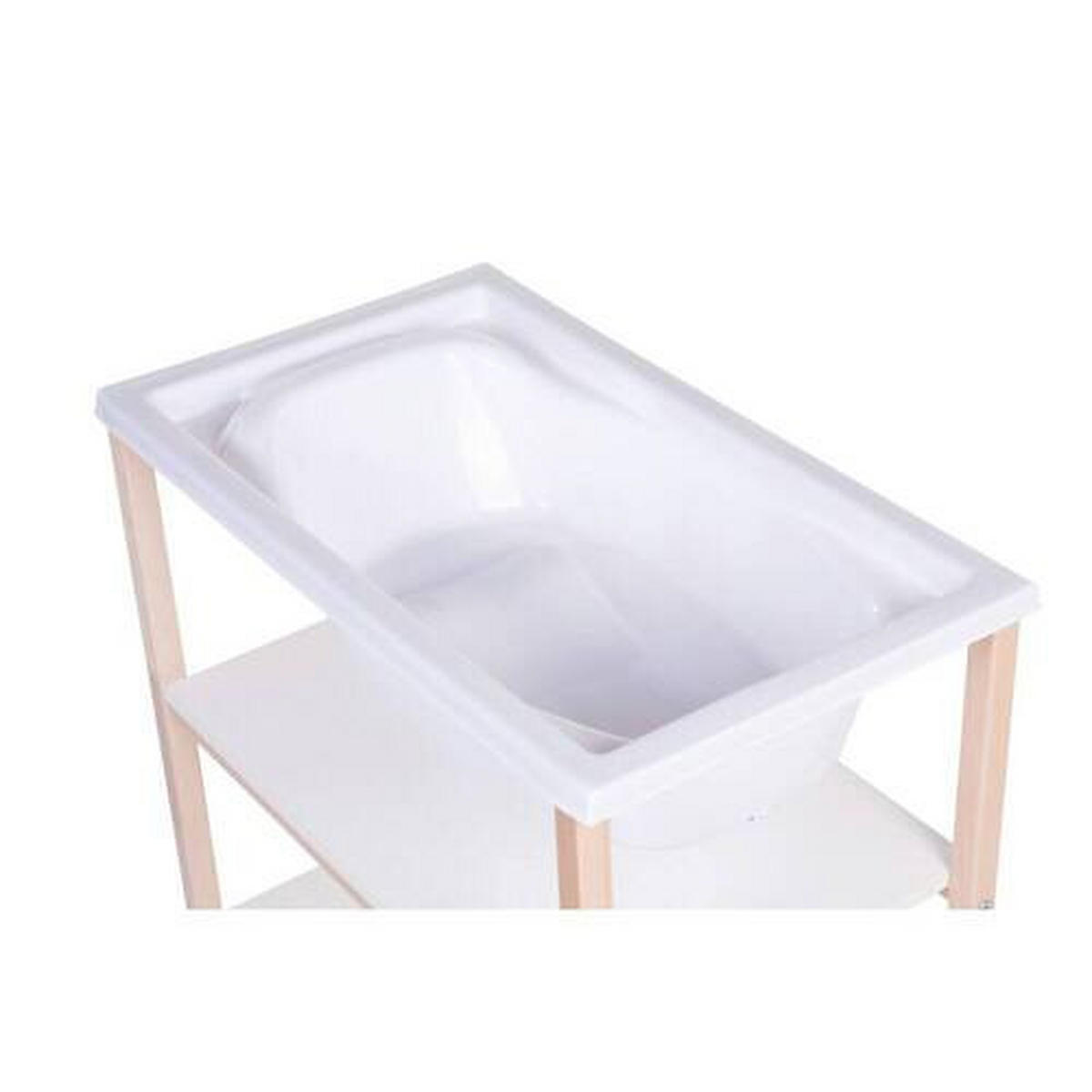 WICKELTISCH 2in1 Set Wickeltisch + Badewanne Weiß, Buchefarben  - Buchefarben/Weiß, KONVENTIONELL, Holzwerkstoff/Kunststoff (91,5/53,5/106,5cm) - Childhome