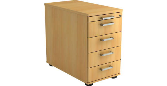 ANSTELLCONTAINER 42,8/72-76/80 cm  - Chromfarben/Buchefarben, KONVENTIONELL, Holzwerkstoff/Kunststoff (42,8/72-76/80cm) - Venda