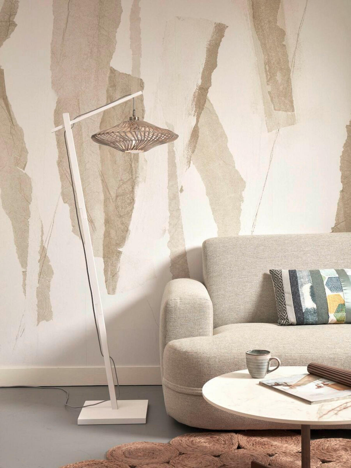 GOLVLAMPA GOOD&MOJO  63/40/150 cm    - vit, Trend, naturmaterial (63/40/150cm) - Good & Mojo