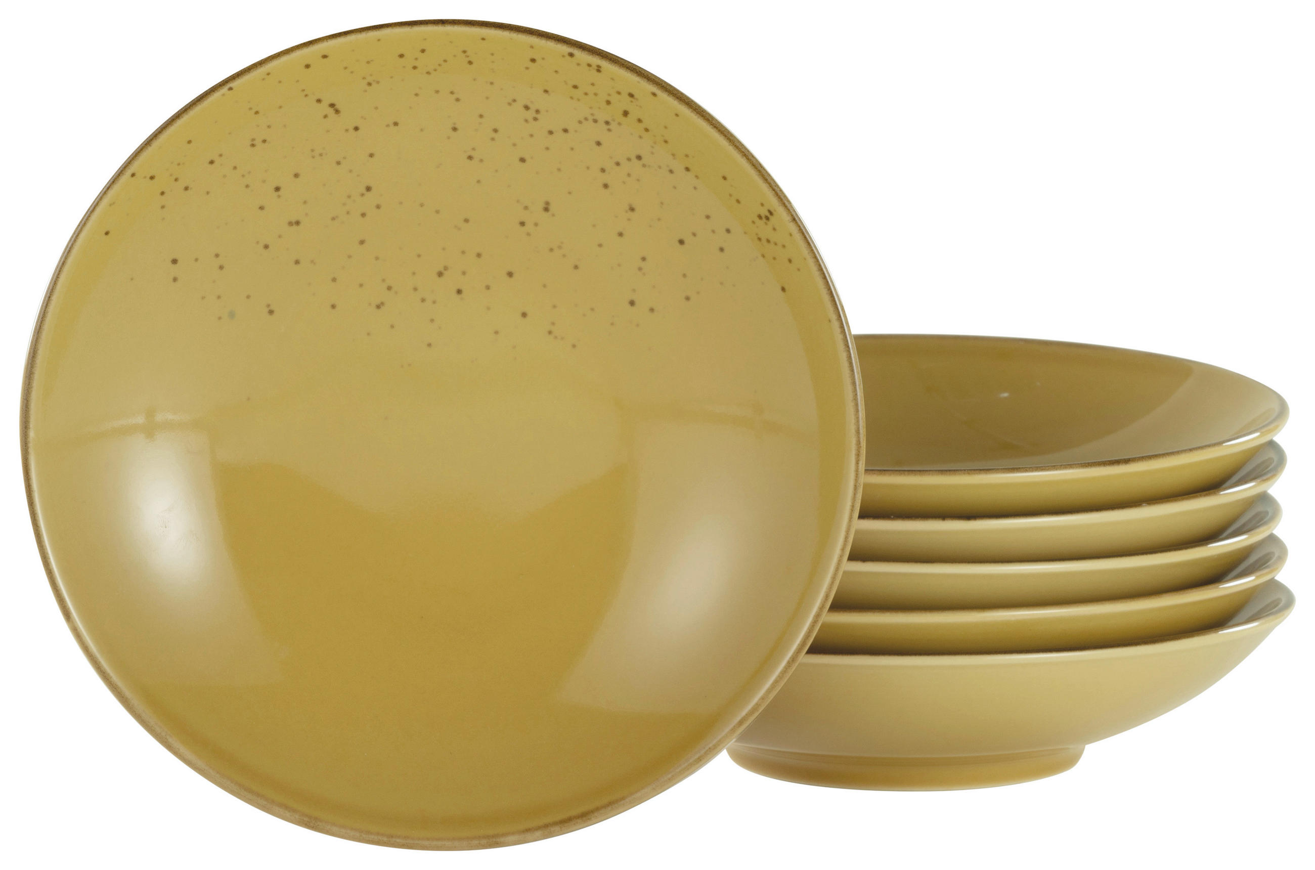 SUPPENTELLERSET Currygelb 6-teilig Steinzeug  - Currygelb, Trend, Keramik (22cm) - Creatable