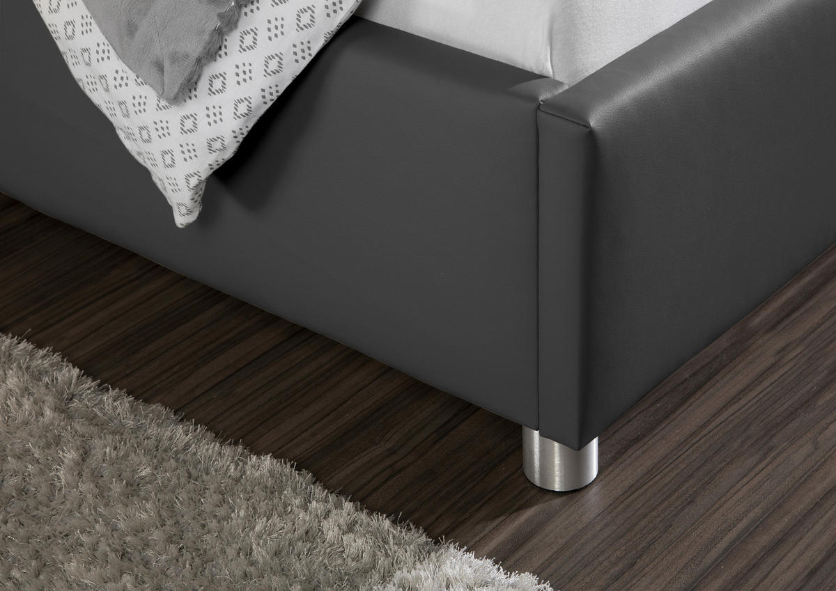 POLSTERBETT 200/200 cm,  in Anthrazit,  - Anthrazit/Alufarben, MODERN, Textil/Metall (200/200cm) - Livetastic