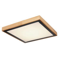 LED-DECKENLEUCHTE 39/39/9 cm   - Schwarz/Braun, Natur, Holz/Kunststoff (39/39/9cm) - Globo