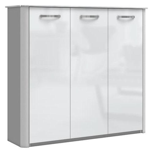 SCHUHSCHRANK Weiß, Alufarben  - Chromfarben/Alufarben, Basics, Glas/Holzwerkstoff (129/113/34cm) - Moderano