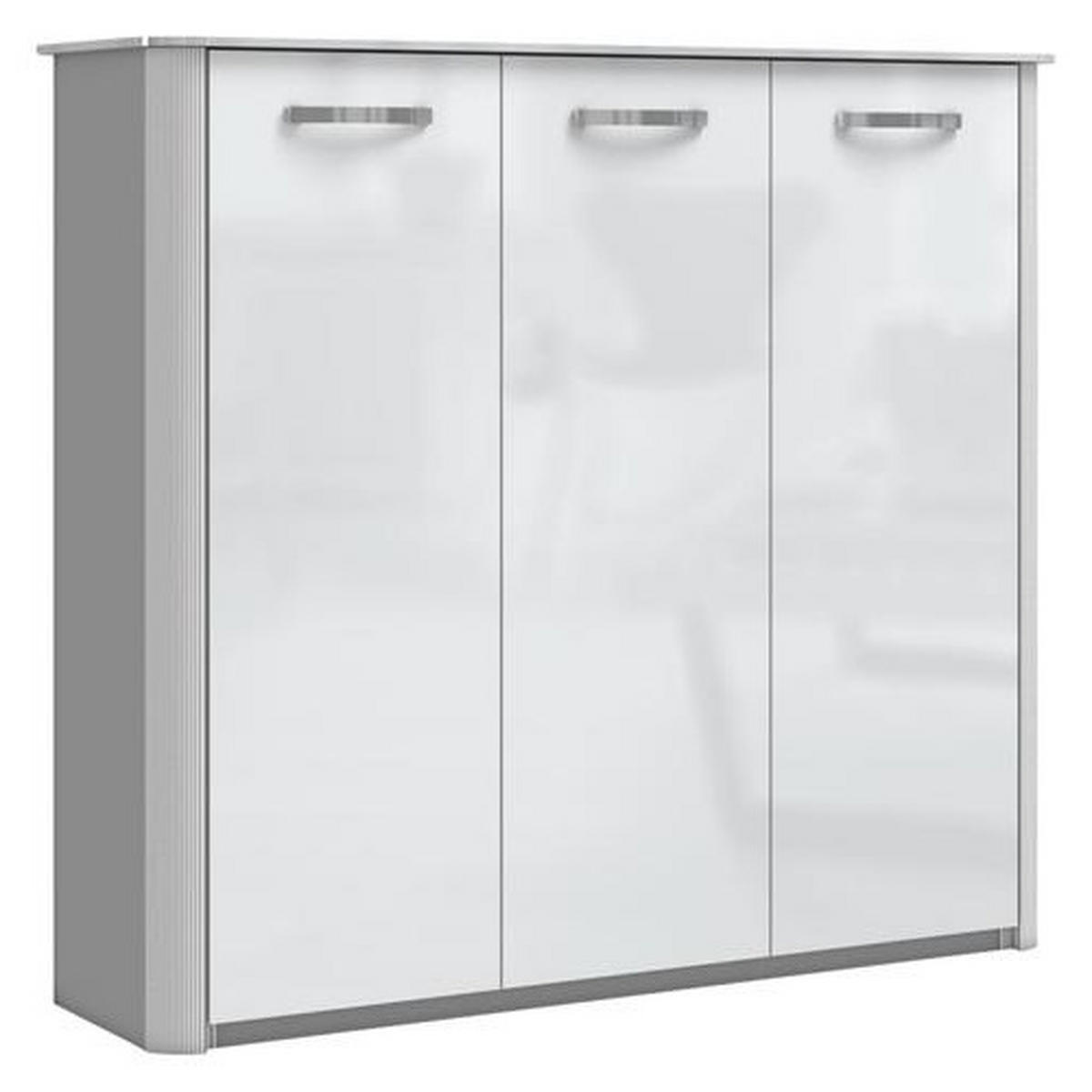SCHUHSCHRANK Weiß, Alufarben  - Chromfarben/Alufarben, Basics, Glas/Holzwerkstoff (129/113/34cm) - Moderano
