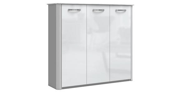 SCHUHSCHRANK 129/113/34 cm - Chromfarben/Alufarben, Basics, Glas/Holzwerkstoff (129/113/34cm) - Moderano