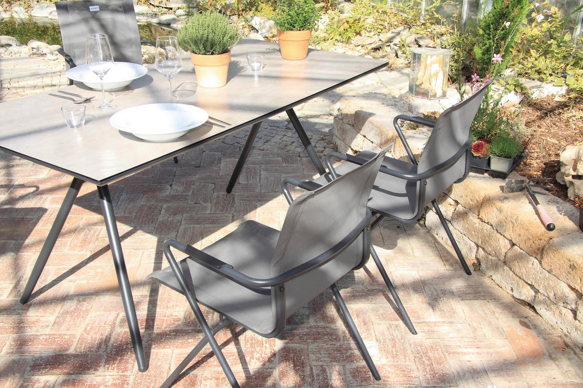GARTENSET   - Taupe/Anthrazit, Basics, Glas/Kunststoff (80/75/160cm) - Acamp