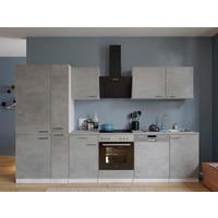 KÜCHENBLOCK 310 cm   in Grau, Weiß  - Edelstahlfarben/Weiß, Basics, Holzwerkstoff/Metall (310cm) - Respekta