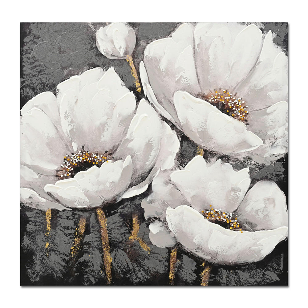 OBRAZ NA PLÁTNE, kvety, 80/80 cm  - Design, drevo (80/80cm)