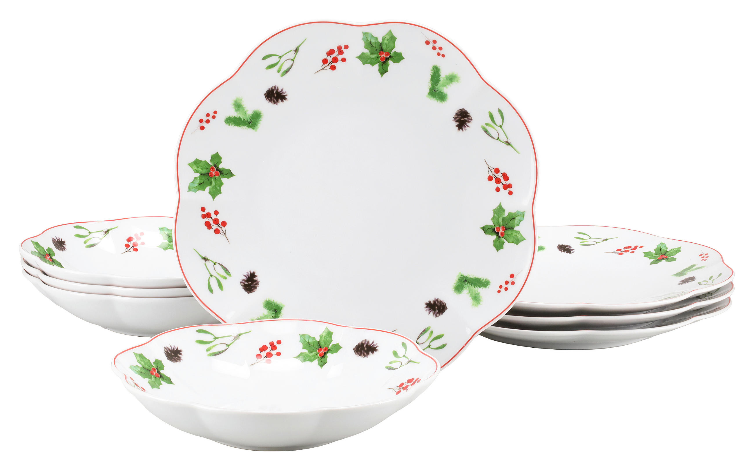 TAFELSERVICE Naomi Weihnachten 8-teilig  - Multicolor/Weiß, Basics, Keramik - Creatable