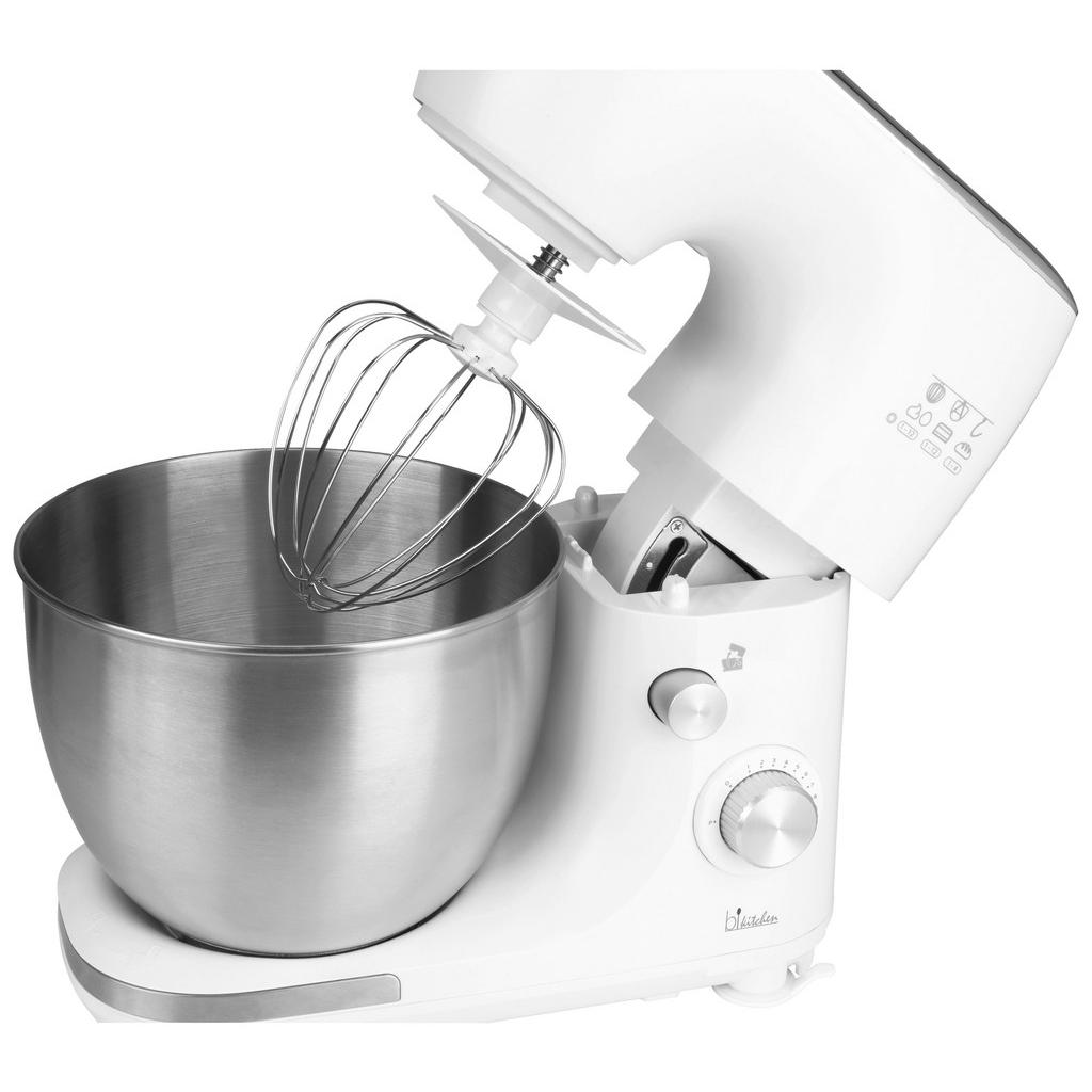 Thumbnail - Bikitchen Küchenmaschine, Weiß, Edelstahl, Metall, 5 L, 17.5x34.2x34.5 cm, rutschfeste Stellfüße, Spritzschutz, Planeten...