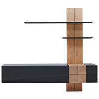 WOHNWAND QUADRA  in Eichefarben, Dunkelgrau  215/200/42 cm   - Eichefarben/Dunkelgrau, Design, Holz/Holzwerkstoff (215/200/42cm) - Modante