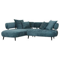 ECKSOFA in Chenille Türkis  - Türkis/Schwarz, Design, Holz/Textil (200/265cm) - Landscape