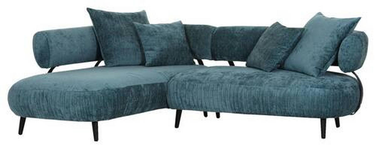 ECKSOFA in Chenille Türkis  - Türkis/Schwarz, Design, Holz/Textil (200/265cm) - Landscape