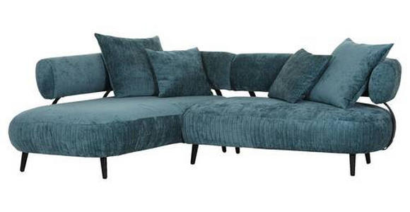 ECKSOFA Türkis Chenille  - Türkis/Schwarz, Design, Holz/Textil (200/265cm) - Landscape