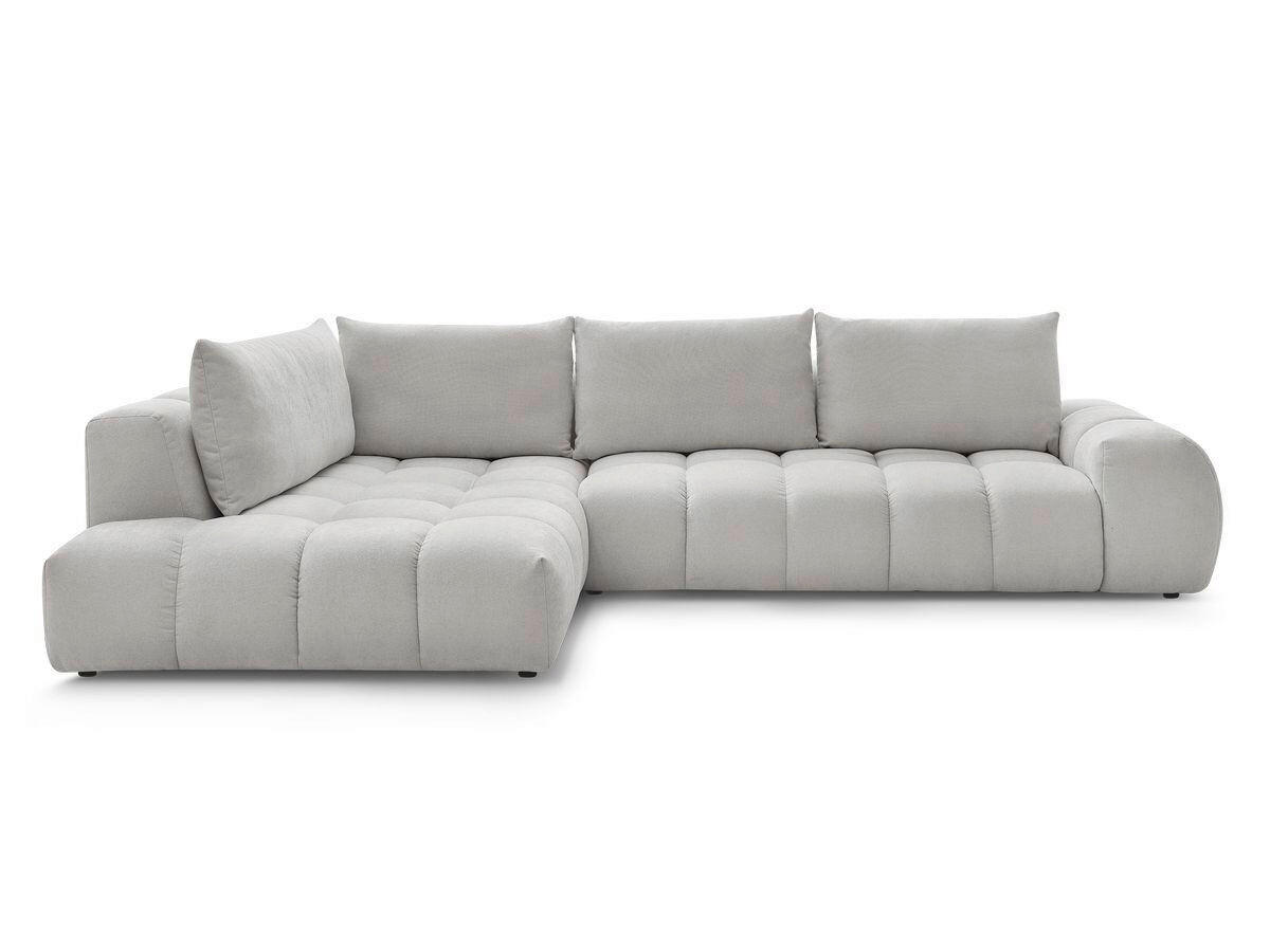 ECKSOFA Ottomane links  EVEREST Hellgrau Struktur  - Hellgrau/Schwarz, MODERN, Kunststoff/Textil (210/352cm)
