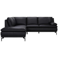 ECKSOFA Schwarz Echtleder  - Schwarz, Design, Leder (221/248cm) - MID.YOU