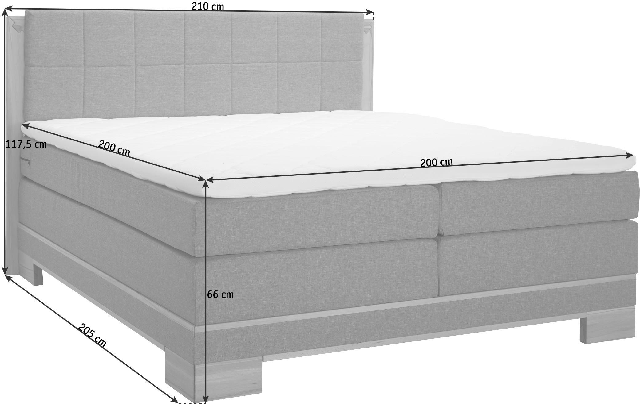 BOXSPRINGBETT 200/200 cm  in Buchefarben, Beige  - Beige/Buchefarben, Natur, Holz/Textil (200/200cm) - Linea Natura