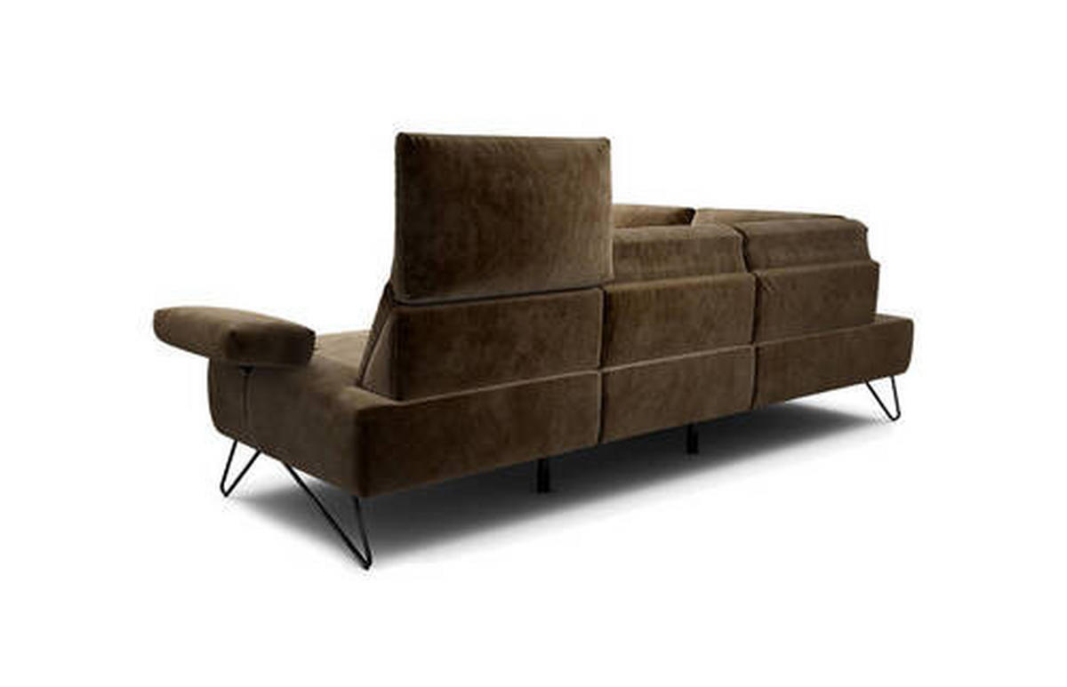 ECKSOFA in Samt Dunkelbraun  193/248-263 cm  - Dunkelbraun/Schwarz, Design, Textil/Metall (193/248-263cm) - SENSOO