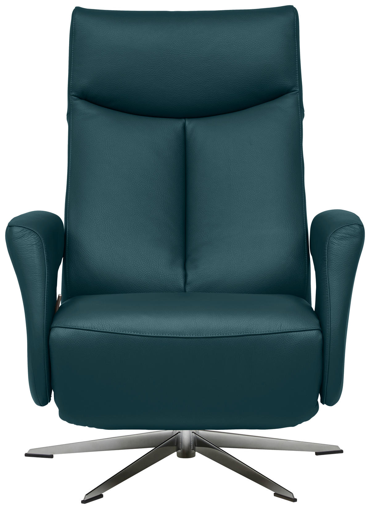 RELAXSESSEL Echtleder Relaxfunktion    - Chromfarben/Blau, Design, Leder/Metall (74/105/82cm) - Welnova