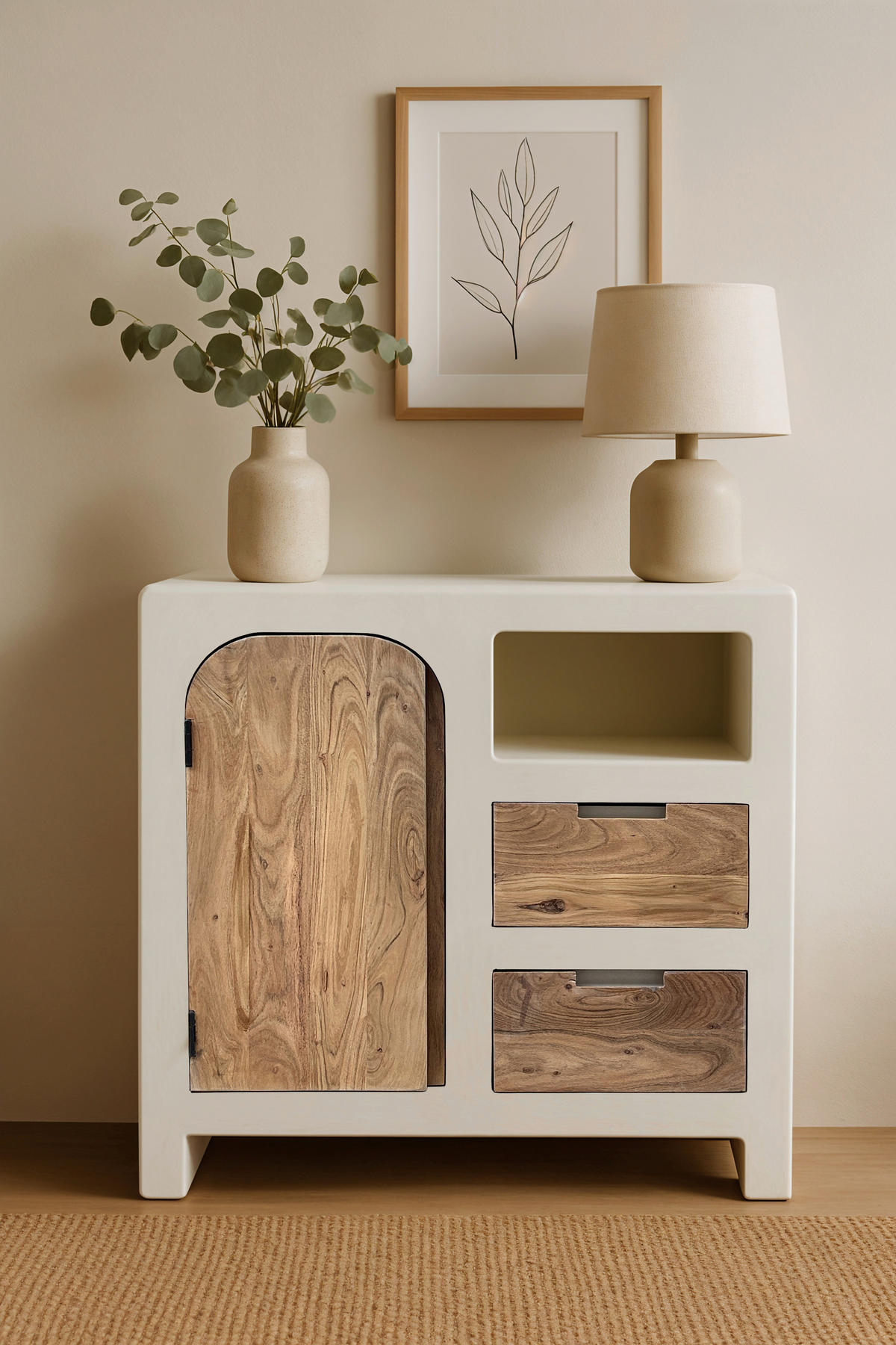 KOMMODE , 80/80/40 cm, 2 Schublade(n)  - Naturfarben/Weiß, Design, Holz/Holzwerkstoff (80/80/40cm) - MID.YOU