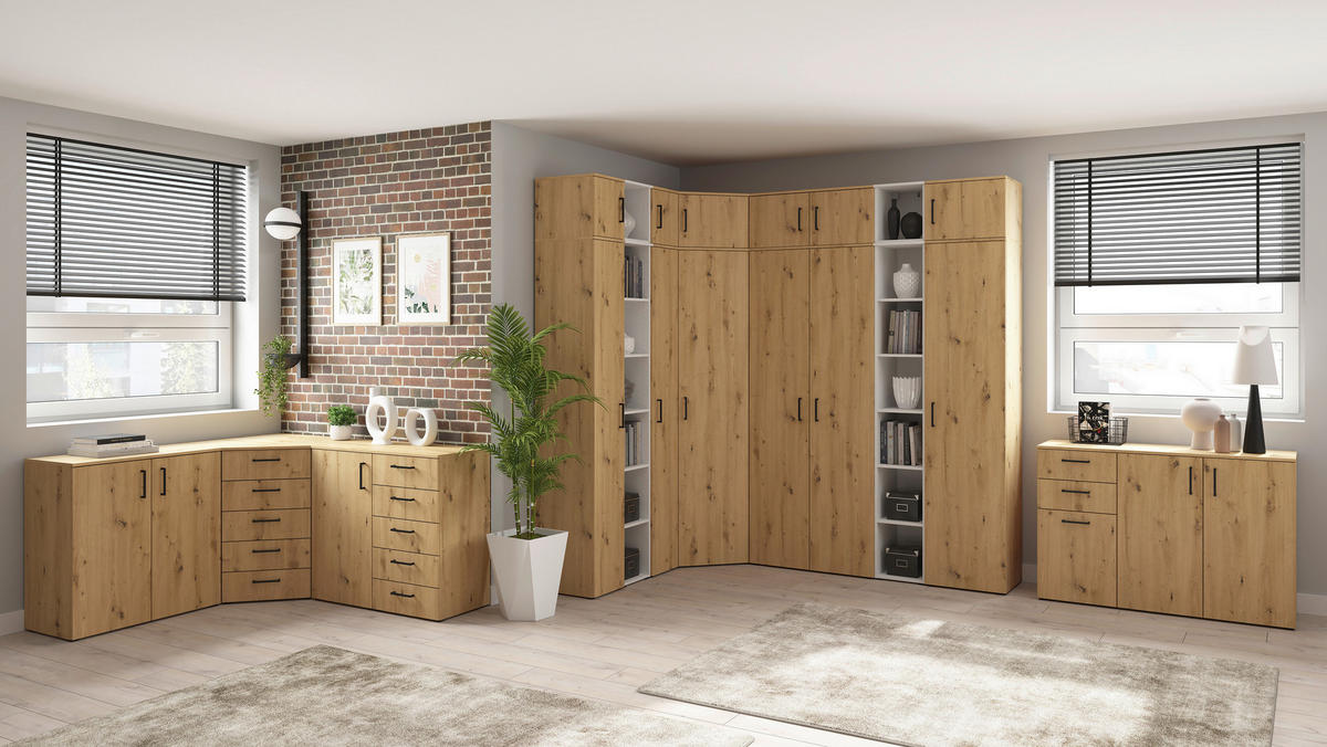ECKSCHRANK 71,5/195/71,5 cm  - Schwarz/Eiche Artisan, MODERN, Holzwerkstoff/Kunststoff (71,5/195/71,5cm)