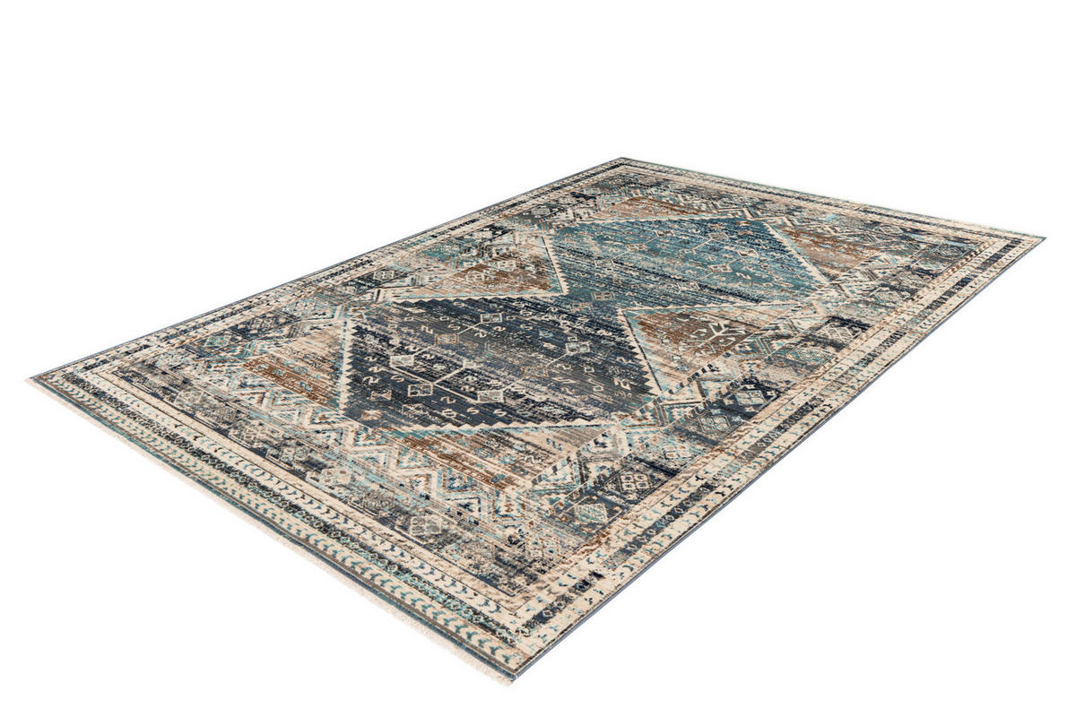 VINTAGE-TEPPICH 40/60 cm My Inca Beige, Dunkelblau  - Beige/Dunkelblau, Design, Textil (40/60cm) - Obsession