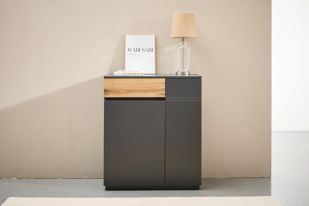 KOMMODE  in 90/105/42 cm  - Eichefarben/Graphitfarben, KONVENTIONELL, Holzwerkstoff (90/105/42cm) - Carryhome