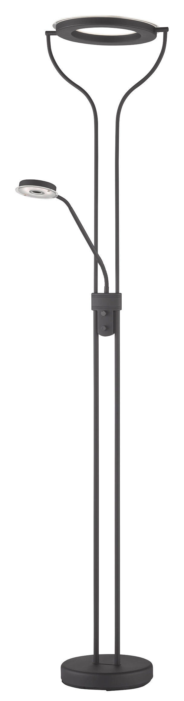 LED-STEHLEUCHTE  36/180 cm   - Sandfarben/Schwarz, Design, Glas/Metall (36/180cm) - Fischer & Honsel