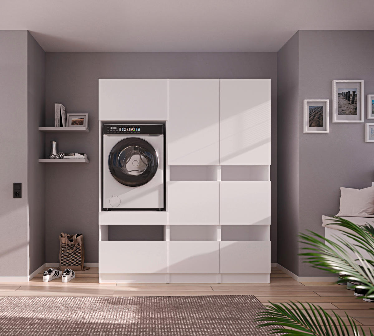 MEHRZWECKSCHRANK 50/200/68 cm  in Weiß  - Schwarz/Weiß, Design, Holzwerkstoff/Metall (50/200/68cm) - Milino