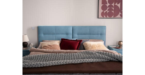 BOXSPRINGBETT 200/220 cm  in Pastellblau  - Pastellblau/Schwarz, KONVENTIONELL, Textil/Metall (200/220cm) - Esposa