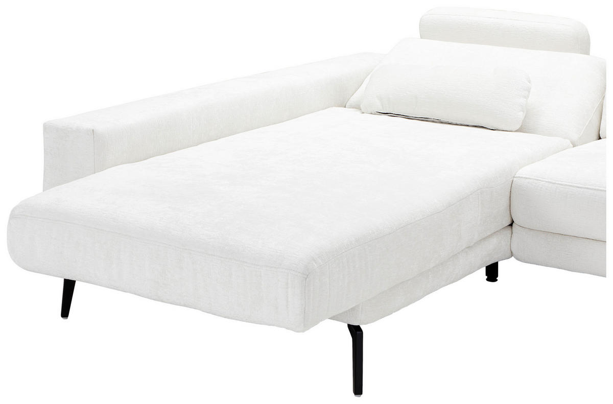 ECKSOFA Naturfarben Chenille  - Schwarz/Naturfarben, KONVENTIONELL, Textil/Metall (184/294cm) - SetOne by Musterring