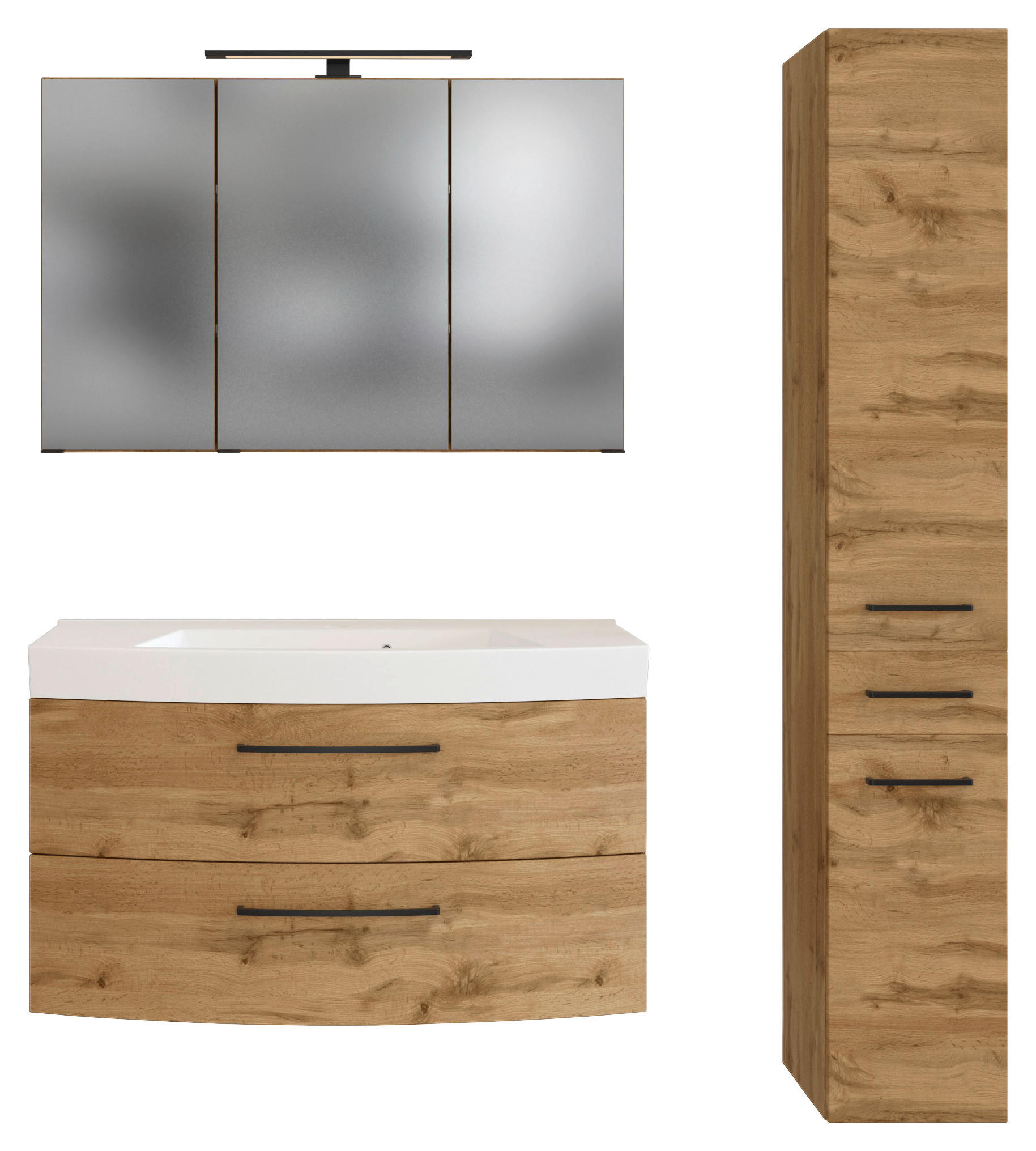 BADEZIMMER  in 130 cm  - Eichefarben/Weiß, MODERN, Holzwerkstoff/Stein (130cm) - Held