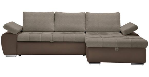 ECKSOFA in Flachgewebe Schlammfarben, Beige  - Schlammfarben/Beige, Design, Kunststoff/Textil (271/175cm) - Xora