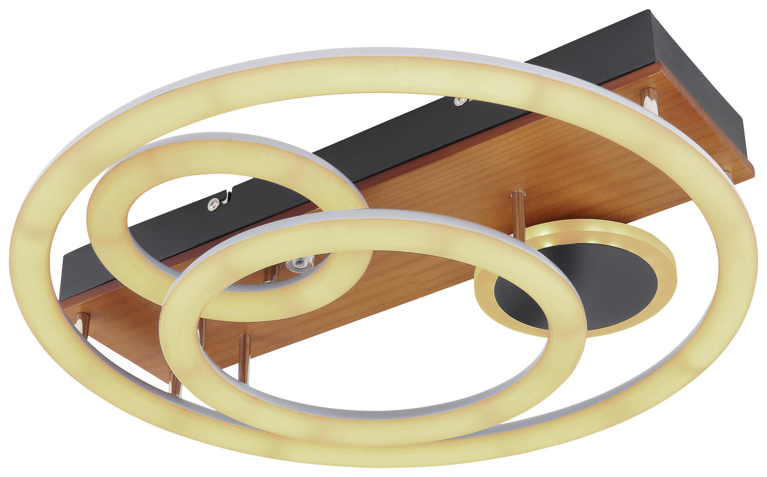 LED-DECKENLEUCHTE 55 W  48/11 cm    - Opal/Schwarz, Design, Holz/Kunststoff (48/11cm) - Globo