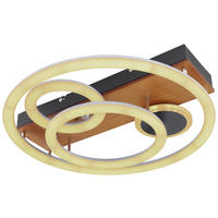 LED-DECKENLEUCHTE 55 W  48/11 cm    - Opal/Schwarz, Design, Holz/Kunststoff (48/11cm) - Globo