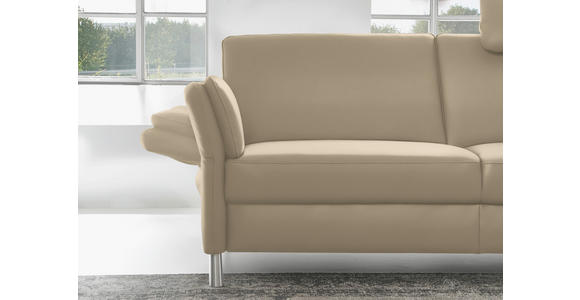 3-SITZER-SOFA Latina in Echtleder Grau   - Alufarben/Grau, Design, Leder/Metall (190/82/99cm) - Dieter Knoll