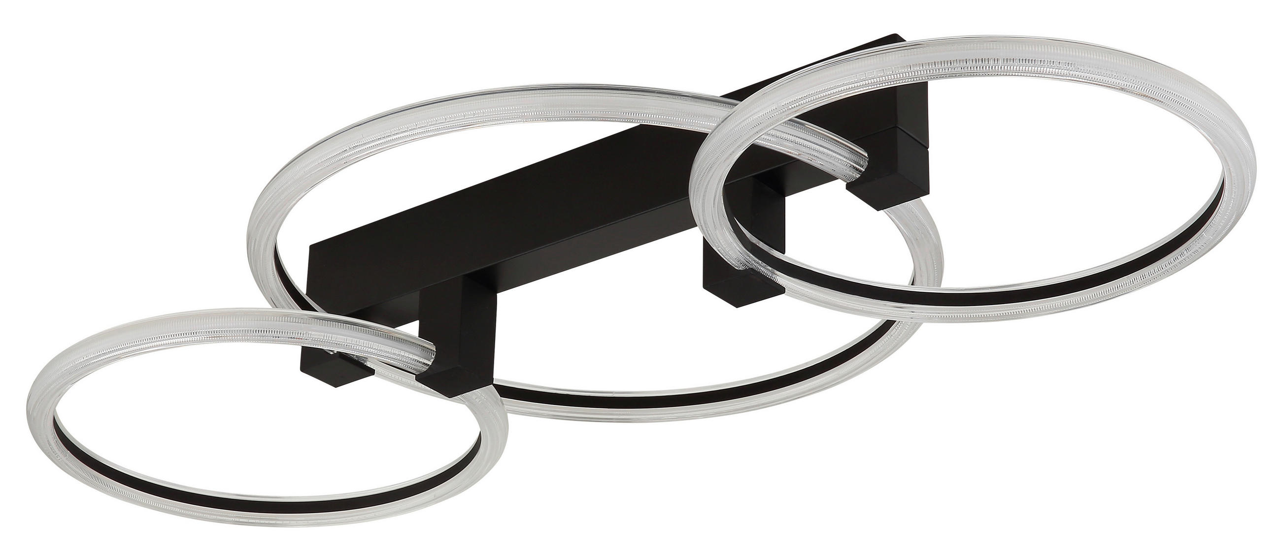 LED-DECKENLEUCHTE Fletcher 76,1/38/11,5 cm  - Transparent/Schwarz, Design, Kunststoff/Metall (76,1/38/11,5cm) - Globo