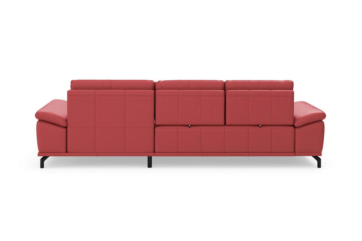 ROHOVÁ SEDAČKA, koža, červená - čierna/červená, Basics, kov/koža (301/176cm) - Sit & More