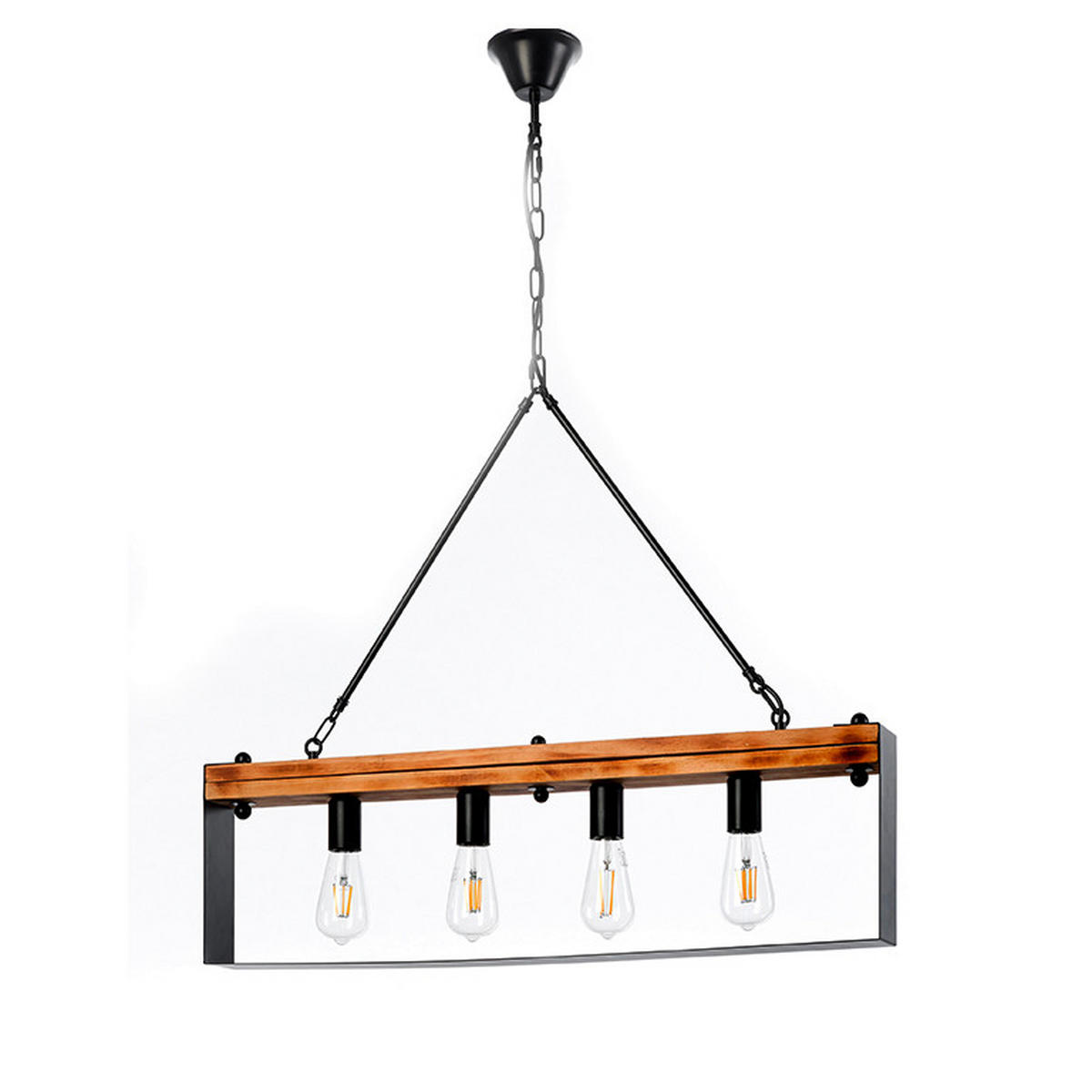 HÄNGELEUCHTE 80/8/100 cm  - Schwarz/Braun, Natur, Holz/Metall (80/8/100cm)