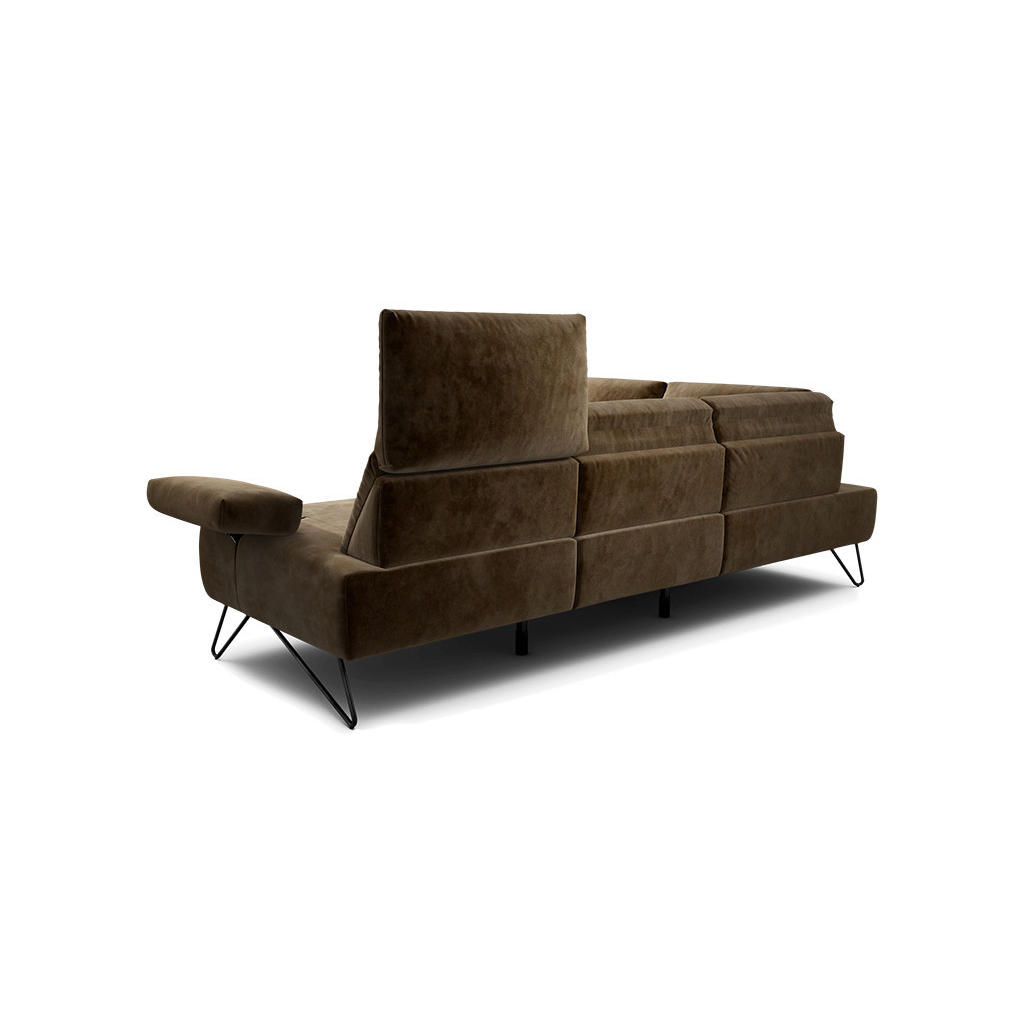 Thumbnail - Sensoo Ecksofa Cosy, Dunkelbraun, Textil, 5-Sitzer, Ottomane links, L-Form, 248-263x193 cm, Stoffauswahl, Armteil links,...